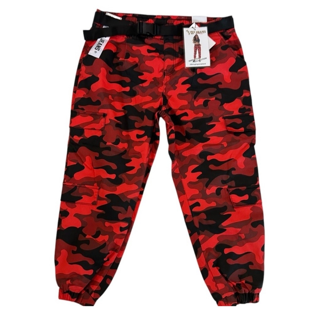 🆕VIP Red/Black Camo Cargo Jogger Pants